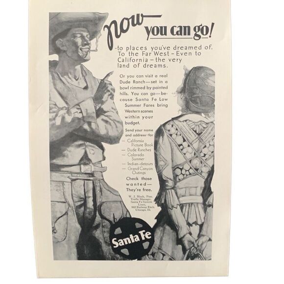 Vintage 1931 Santa Fe Now You Can Go Ad Advertisement - Picture 2 of 4